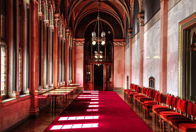 Red corridor in building