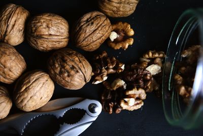 High angle view of nuts on table