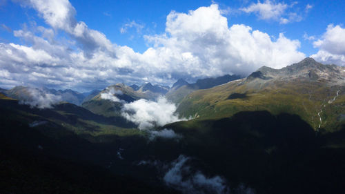 Scenic view of mountains against sky