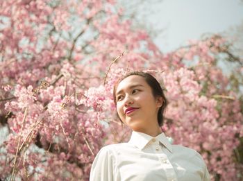 Portrait of young woman in springtime