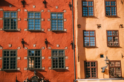 Low angle view of apartment building at stortorget in gamla stan