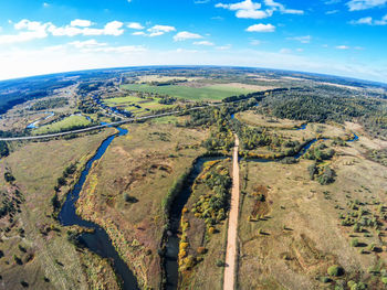 Scenic view of landscape against blue sky