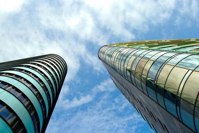 Low angle view of skyscrapers against sky