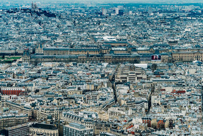 High angle view of city buildings