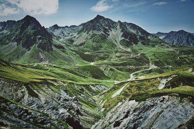 Scenic view of mountains against sky