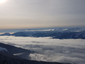 Scenic view of sea against sky during winter