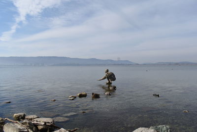 Scenic view of lake against sky