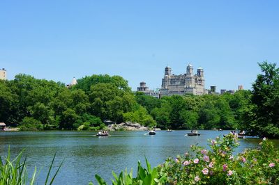 Scenic view of lake against clear sky