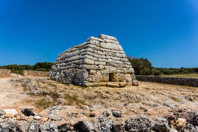 Ancient ruins against clear blue sky