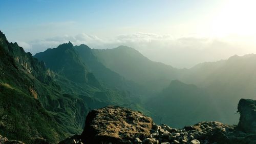 Scenic view of mountains against sky