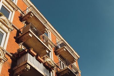 Low angle view of building against clear sky