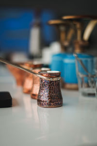 Close-up of drink in glass on table