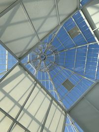 Low angle view of skylight in building