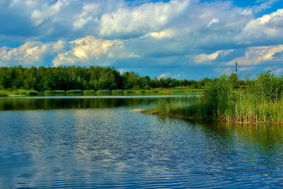 Scenic view of lake against sky