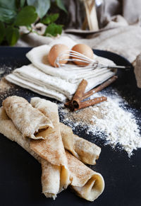 South african sweet cinnamon and sugar pancakes or pannekoek