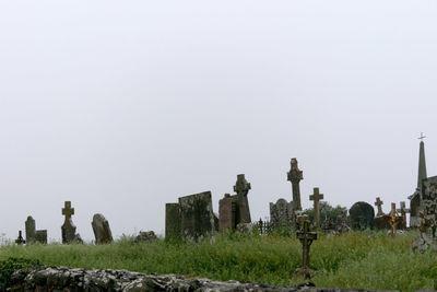 Panoramic view of cemetery against clear sky