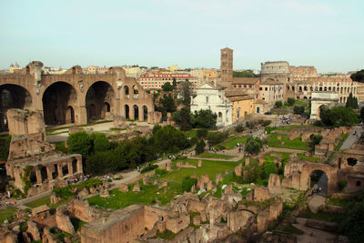 Old roma ruins against sky