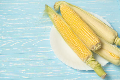High angle view of yellow food on table