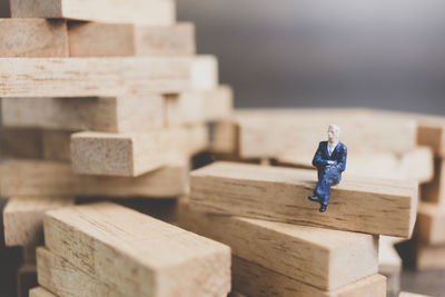 Close-up of toy on wood