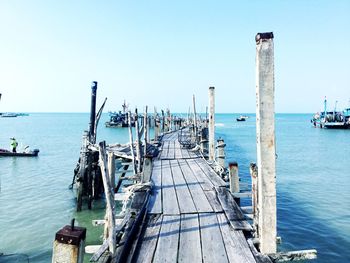 Panoramic view of sea against clear sky