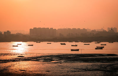 Scenic view of sea against sky during sunset