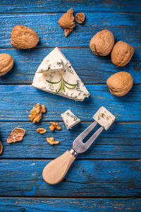High angle view of food on table