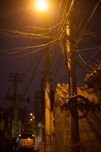 Illuminated street light at night