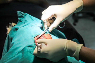 Cropped image of surgeon operating patient