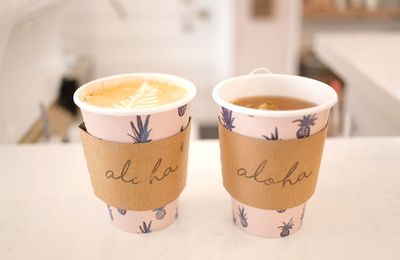 Close-up of coffee cup on table