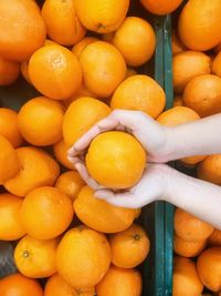 High angle view of oranges at market stall