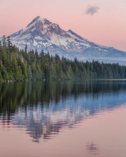 Scenic view of lake with mountains in background