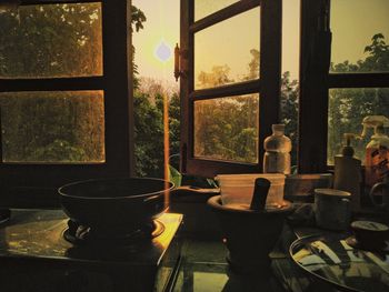 Glass of table at restaurant