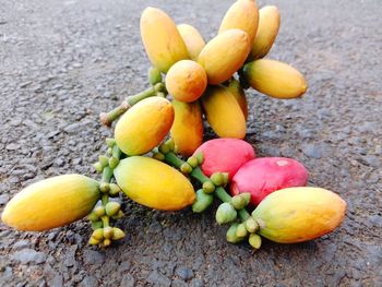 High angle view of fruits on table