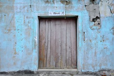 Closed door of old building