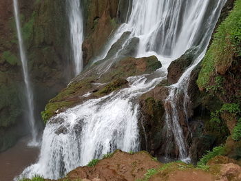 Close-up of waterfall along rocks