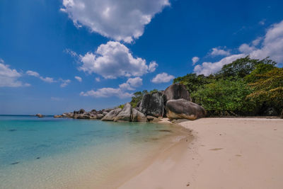 Scenic view of beach against sky