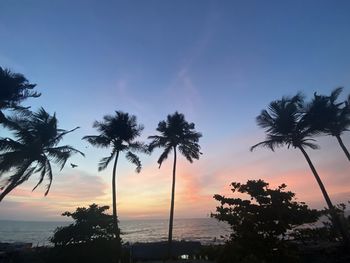 Silhouette palm trees against sky during sunset