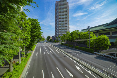 High angle view of city street