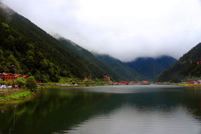 Scenic view of lake against sky