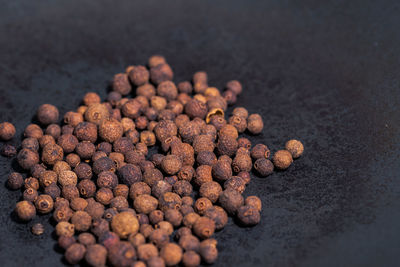 High angle view of coffee beans on table