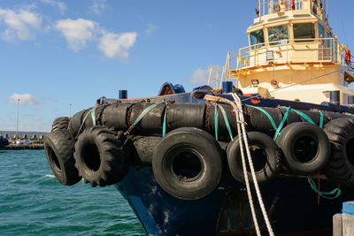 Tires on ship at sea