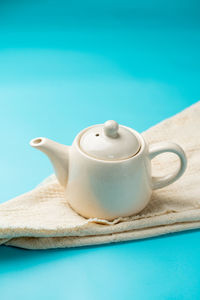 Close-up of tea cup on table