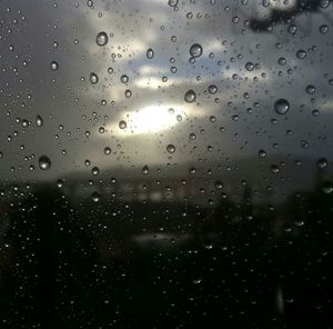 Close-up of water drops on glass