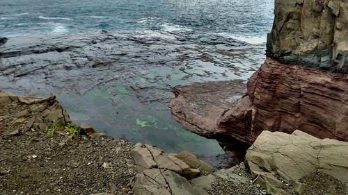 High angle view of a coast