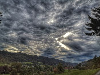 Scenic view of landscape against cloudy sky