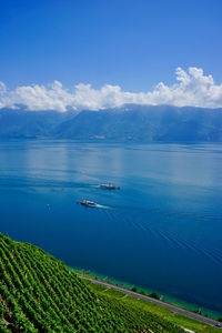 High angle view of sea against sky