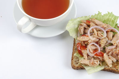 Close-up of breakfast served in plate