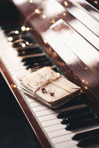 Close-up of piano keys