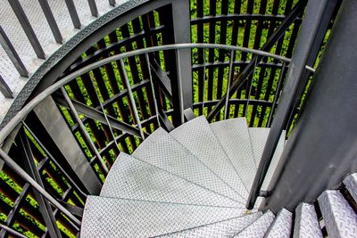 High angle view of railing