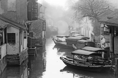 View of canal in city